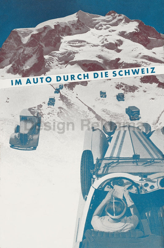 In An Auto Through Switzerland. Designed by Herbert Matter. Unframed Vintage Travel Poster copy Vintage Travel Poster Design Reklama