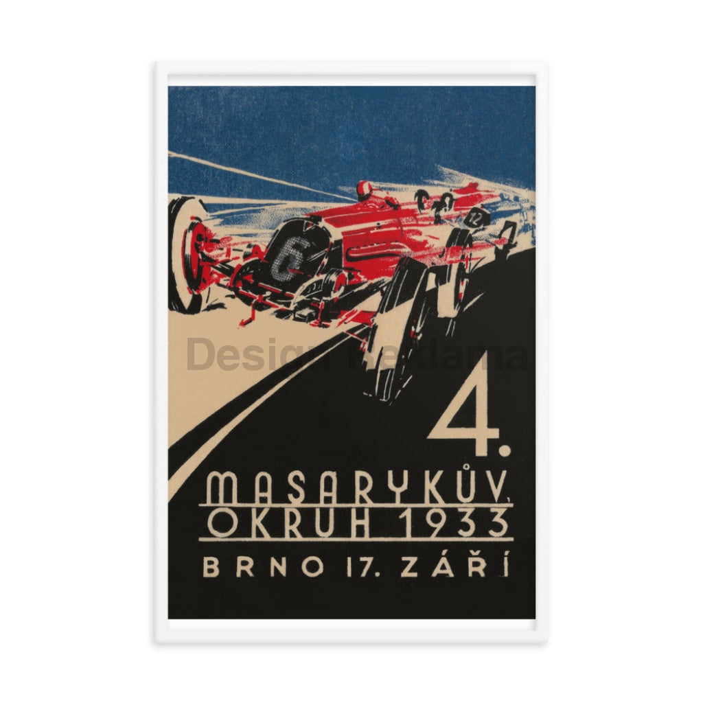 Masaryk Automobile Race Circuit, Grand Prix, Brno, Czechia, 17 September 1933. Framed Vintage Travel Poster Vintage Travel Poster Design Reklama