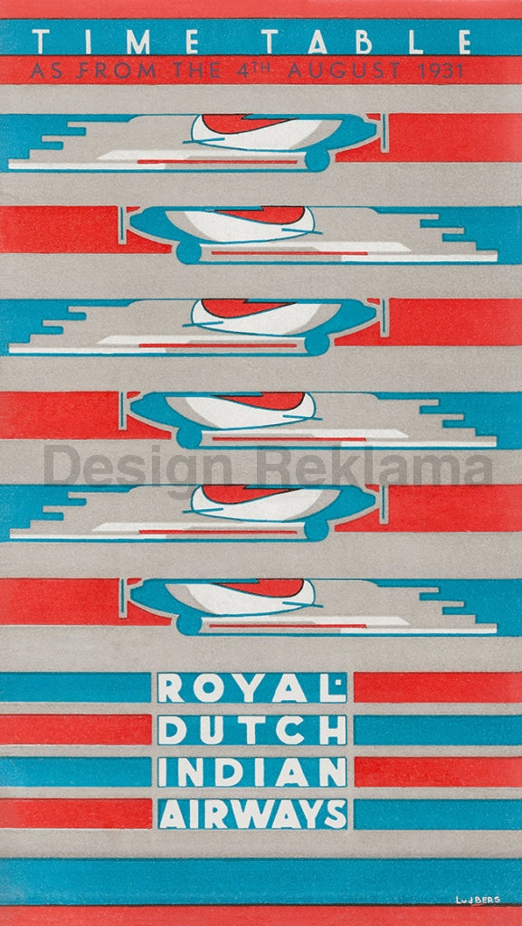 Royal Dutch Indian Airways, Timetable 1931, Framed Vintage Travel Poster Vintage Travel Poster Design Reklama