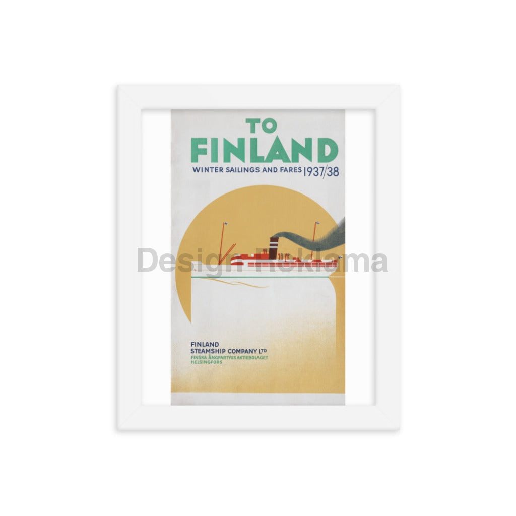 To Finland - Winter Sailings and Fares 1937/38 from the Finland Steamship Company Ltd. Framed Vintage Travel Poster Vintage Travel Poster Design Reklama