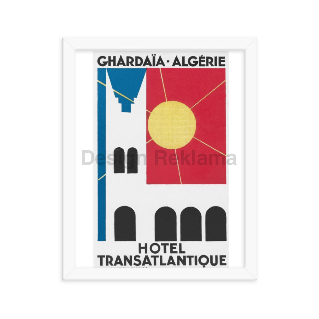 Ghardaia, Algeria, French North Africa, Hotel Transatlantique, circa 1933, Framed poster designed by Erik Nitsche Vintage Travel Poster Design Reklama
