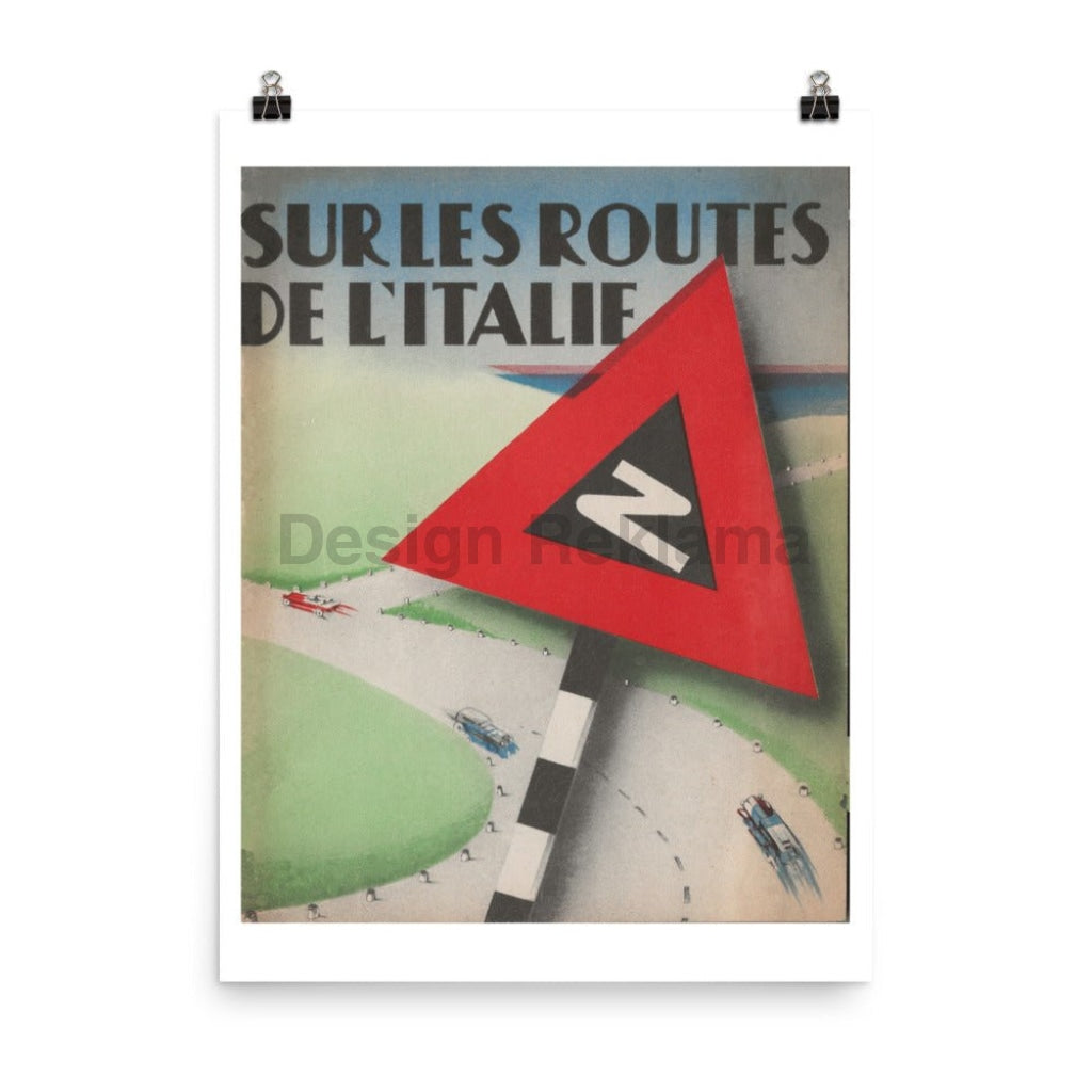 On the Roads of Italy Vintage Travel Poster, 1934. Unframed Vintage Travel Poster Vintage Travel Poster Design Reklama
