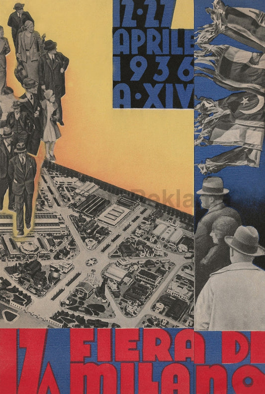 17th Milan Fair, Italy April 1936. Framed Vintage Travel Poster Vintage Travel Poster Design Reklama