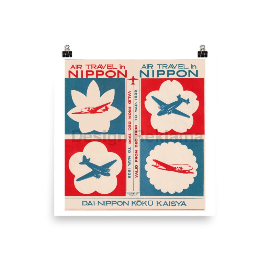 Air Travel in Nippon - Dai-Nippon Kōkō Kaisya, 1938, Unframed Vintage Travel Poster Vintage Travel Poster Design Reklama