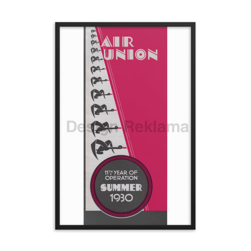 Air Union Airlines France, Timetable 1930, Framed Vintage Travel Poster Vintage Travel Poster Design Reklama
