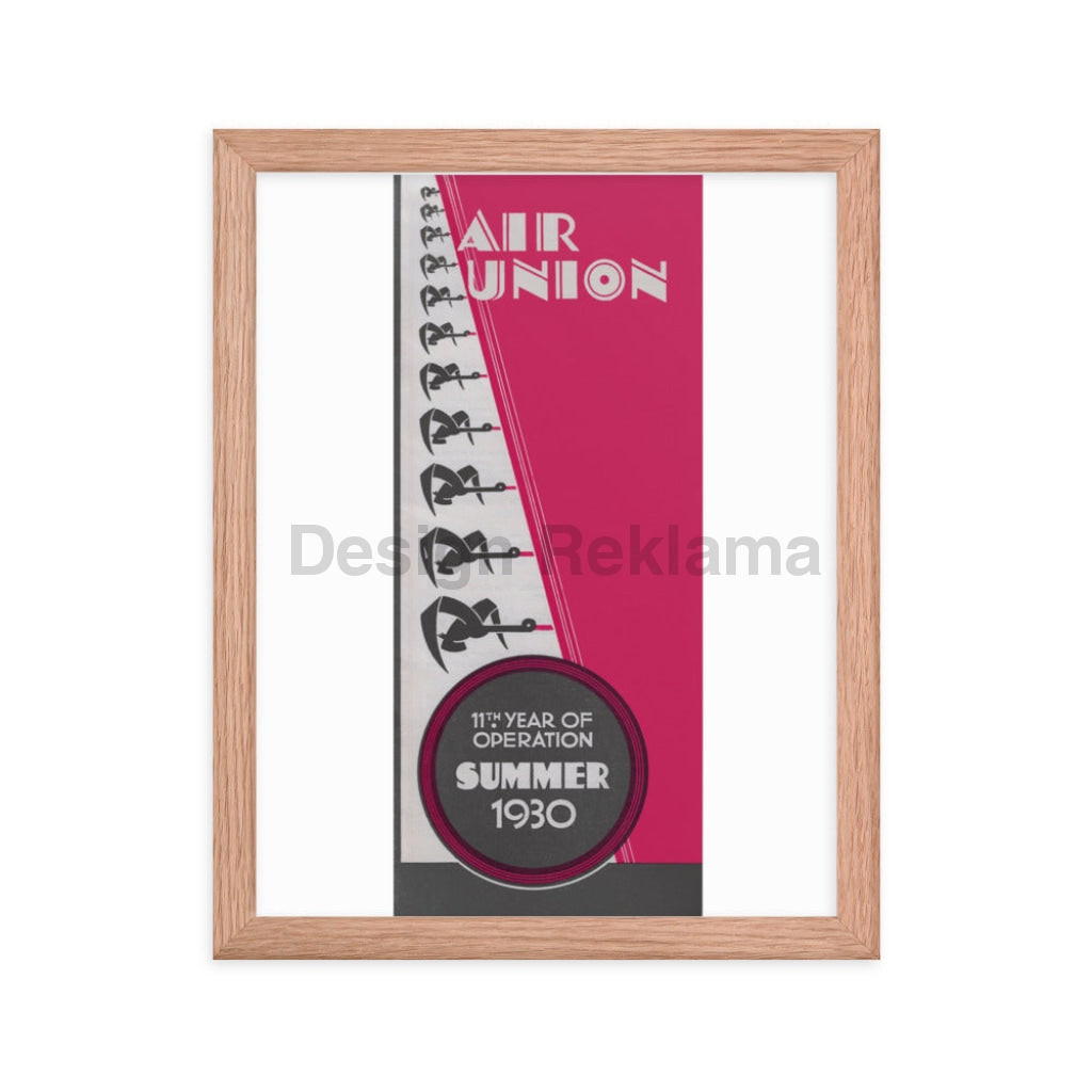 Air Union Airlines France, Timetable 1930, Framed Vintage Travel Poster Vintage Travel Poster Design Reklama