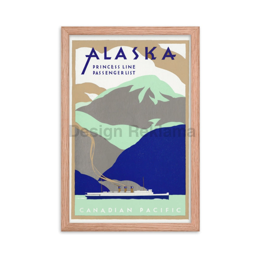 Alaska Princess Line Canadian Pacific, 1936. Framed Vintage Travel Poster Vintage Travel Poster Design Reklama