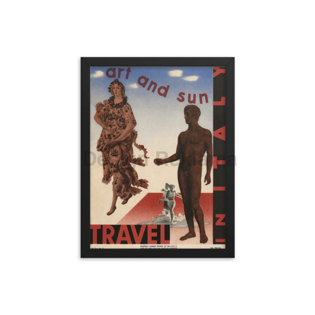 Art and Sun - Travel in Italy, 1936. Framed Vintage Travel Poster Vintage Travel Poster Design Reklama