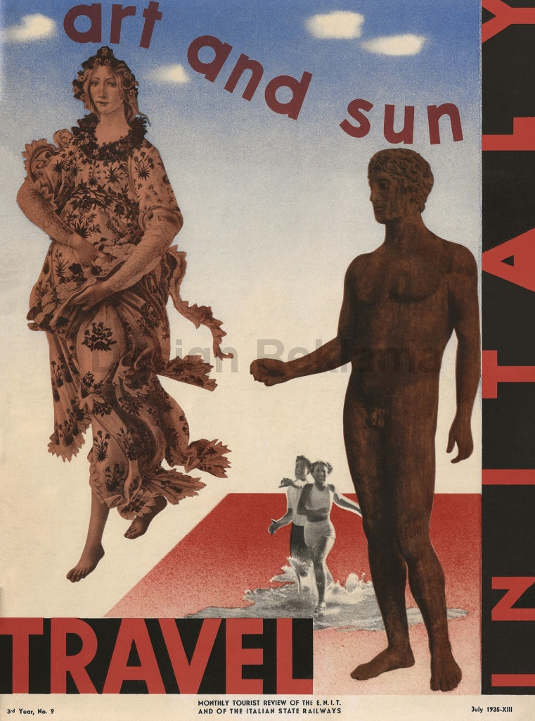 Art and Sun - Travel in Italy, 1936. Unframed Vintage Travel Poster Vintage Travel Poster Design Reklama
