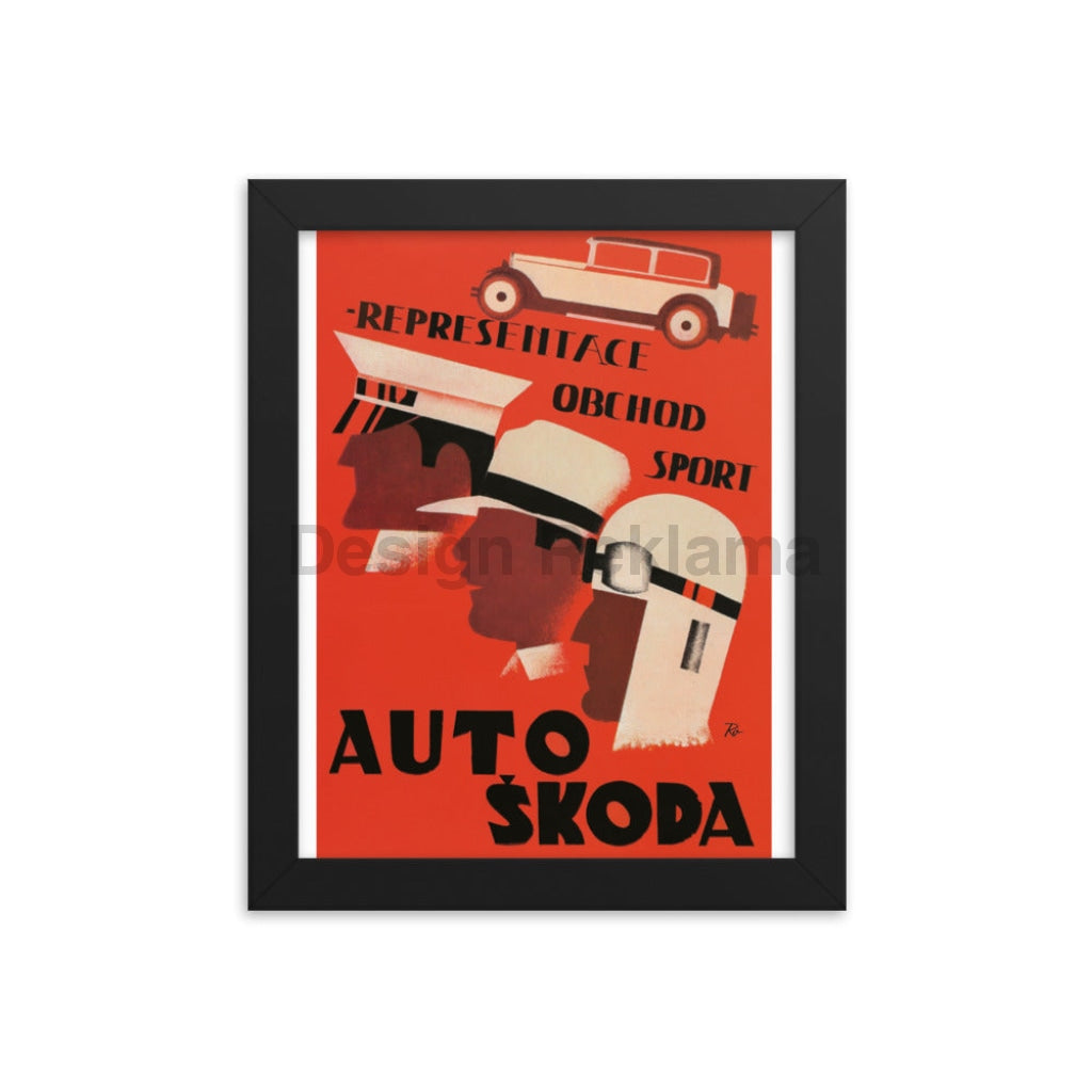 Auto Skoda Advertisement, 1934. Framed Vintage Travel Poster Vintage Travel Poster Design Reklama