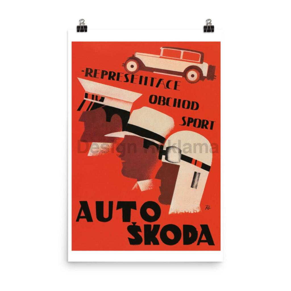 Auto Skoda Advertisement, 1934. Unframed Vintage Travel Poster Vintage Travel Poster Design Reklama
