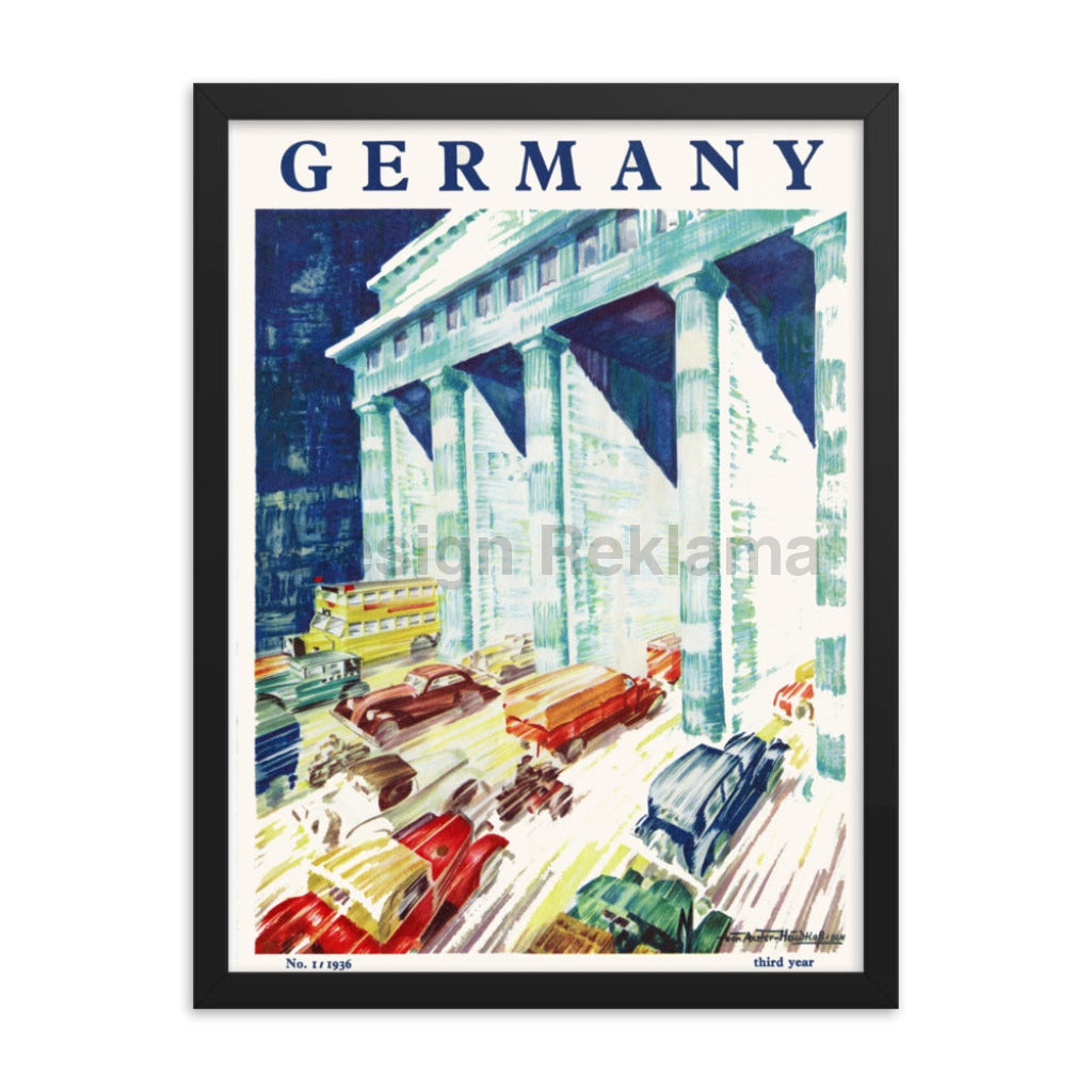 Berlin, Germany. Brandenburg Gate, 1936. Framed Vintage Travel Poster Vintage Travel Poster Design Reklama