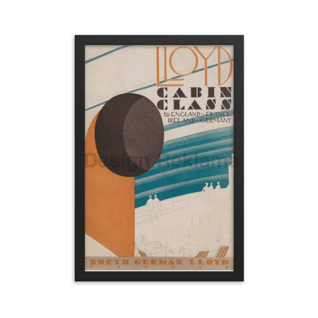 Cabin Class North German Lloyd, 1931. Framed Vintage Travel Poster Vintage Travel Poster Design Reklama