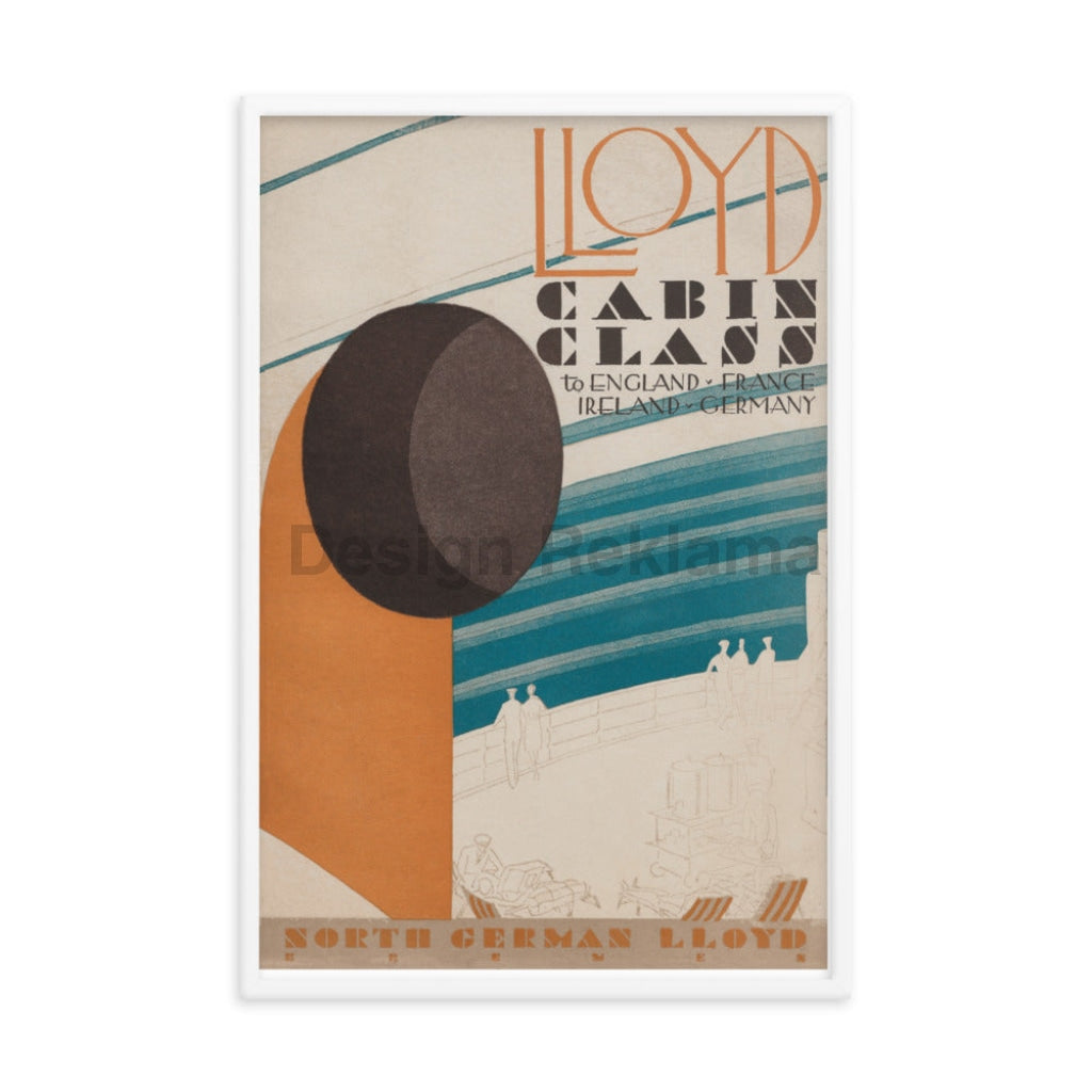 Cabin Class North German Lloyd, 1931. Framed Vintage Travel Poster Vintage Travel Poster Design Reklama