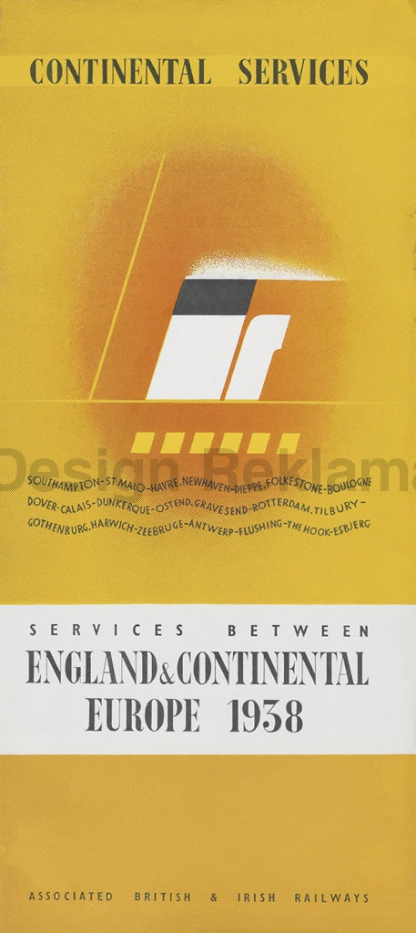 Continental Service Services Between England Continental Europe, 1938. Associated British And Irish Railways. Unframed Vintage Travel Poster Vintage Travel Poster Design Reklama