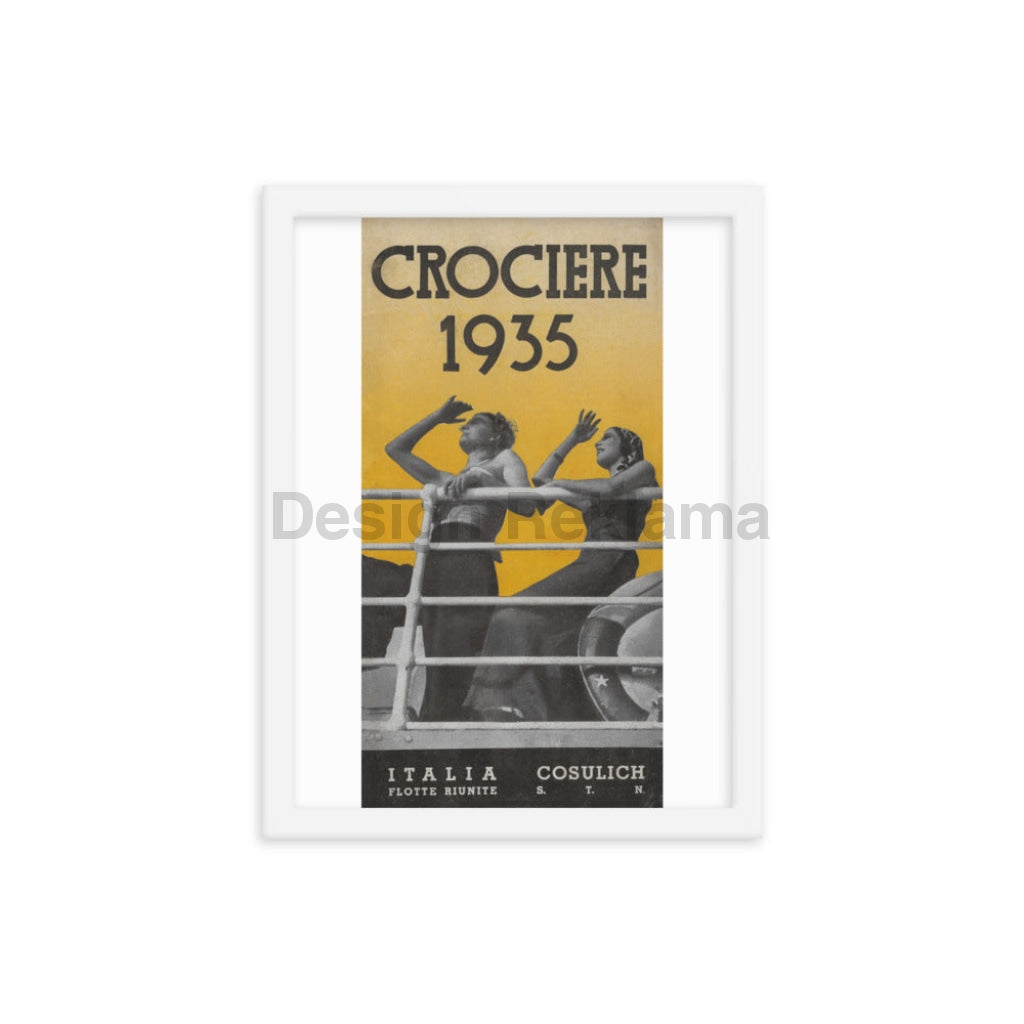 Cruises from the Italian Lines - Italia Cosulich Lloyd Trestino, Adria, 1932. Framed Vintage Travel Poster Vintage Travel Poster Design Reklama