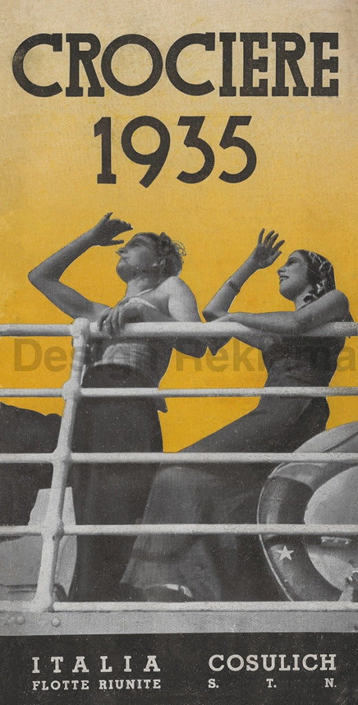 Cruises from the Italian Lines - Italia Cosulich Lloyd Trestino, Adria, 1932. Framed Vintage Travel Poster Vintage Travel Poster Design Reklama