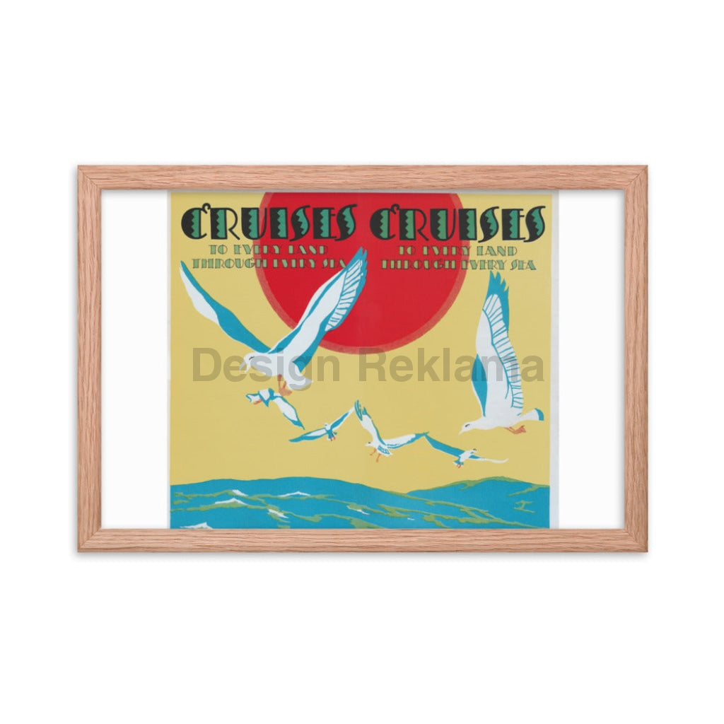 Cruises to Every Land Through Every Sea From International Mercantile Marine Company, 1927. Framed Vintage Travel Poster Vintage Travel Poster Design Reklama