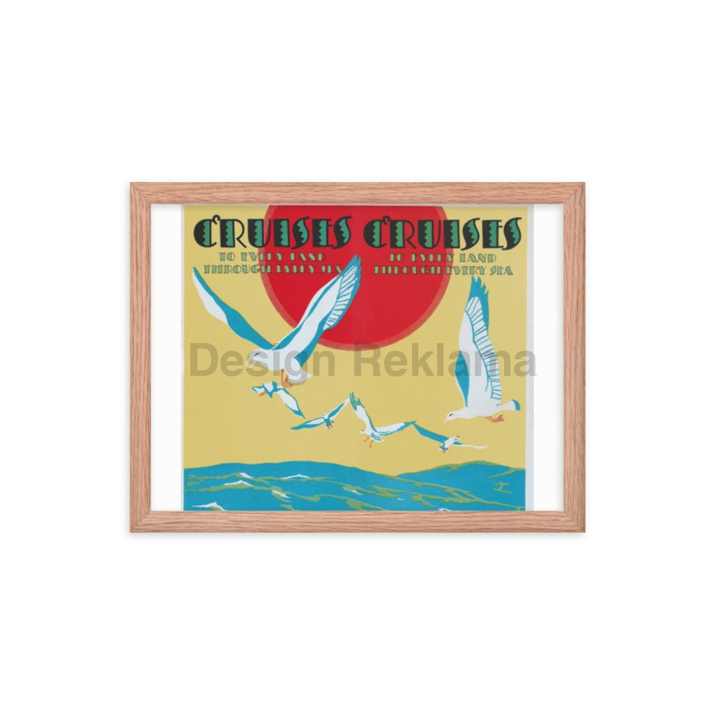Cruises to Every Land Through Every Sea From International Mercantile Marine Company, 1927. Framed Vintage Travel Poster Vintage Travel Poster Design Reklama