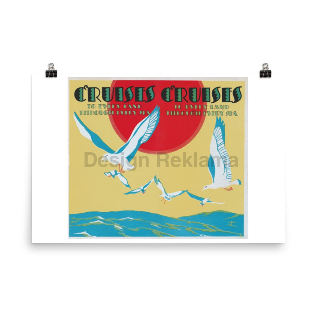 Cruises to Every Land Through Every Sea From International Mercantile Marine Company, 1927. Unframed Vintage Travel Poster Vintage Travel Poster Design Reklama