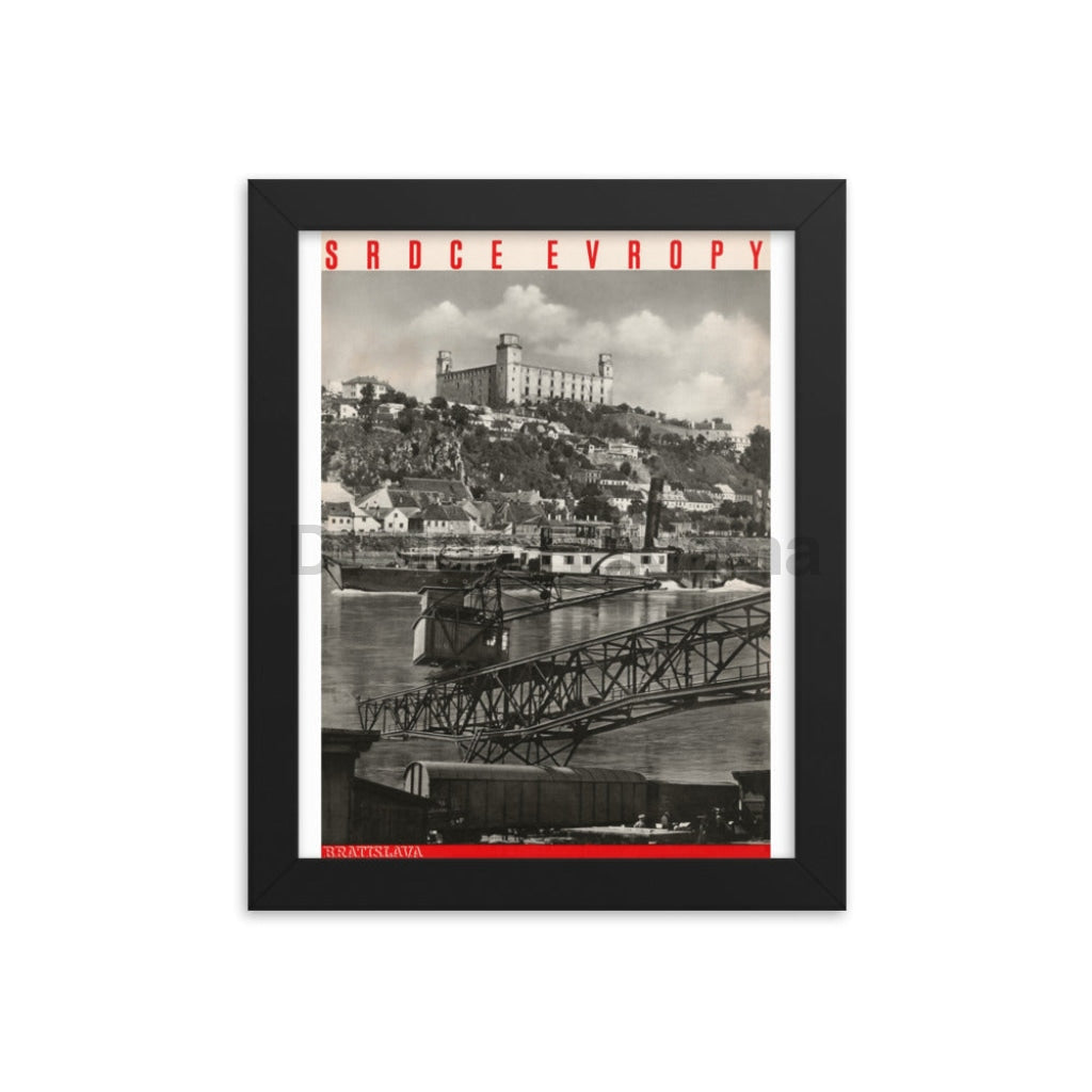Czechoslovakia, the Heart of Europe, Visit Bratislava (Pozsony/Pressburg), 1934. Framed Vintage Travel Poster Vintage Travel Poster Design Reklama