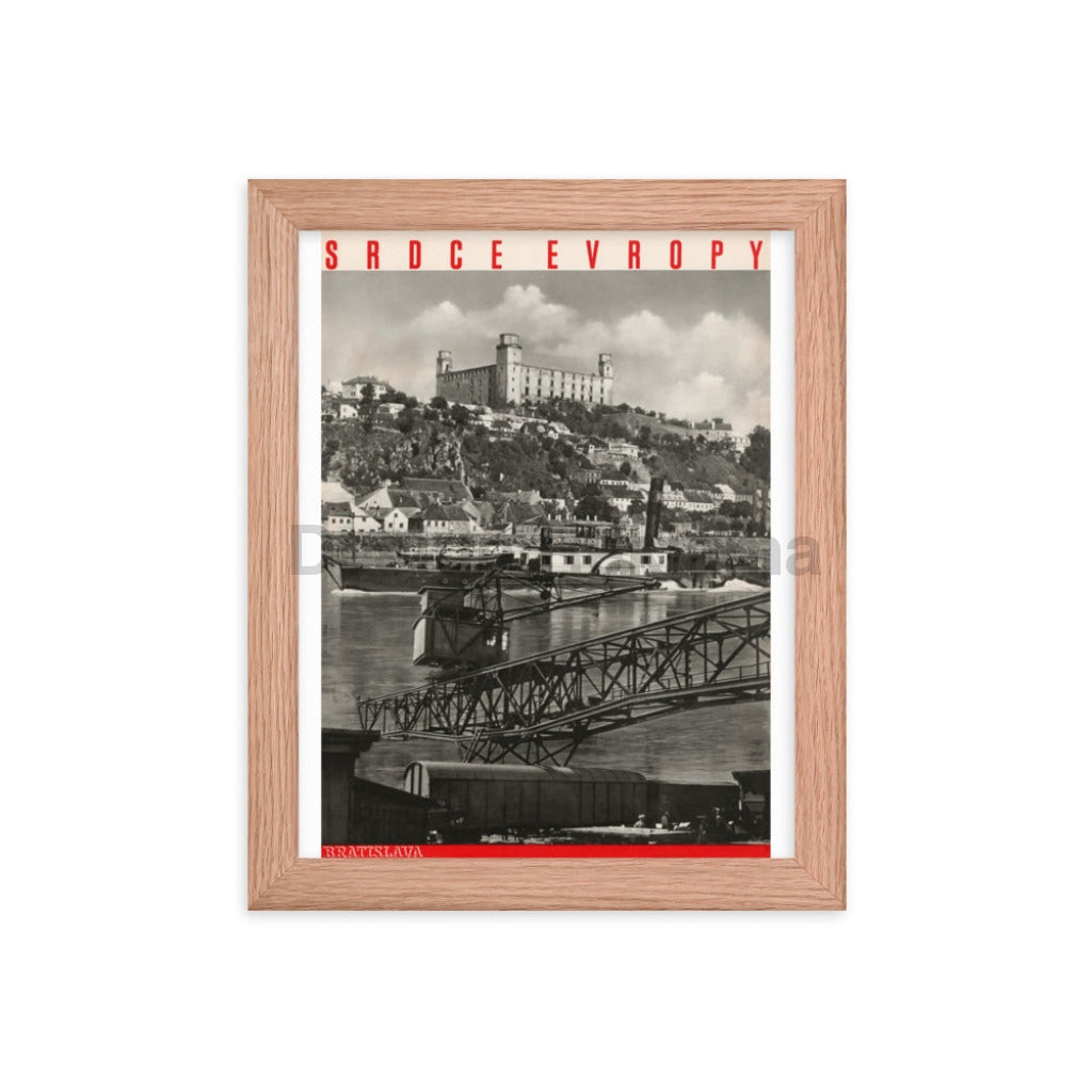 Czechoslovakia, the Heart of Europe, Visit Bratislava (Pozsony/Pressburg), 1934. Framed Vintage Travel Poster Vintage Travel Poster Design Reklama
