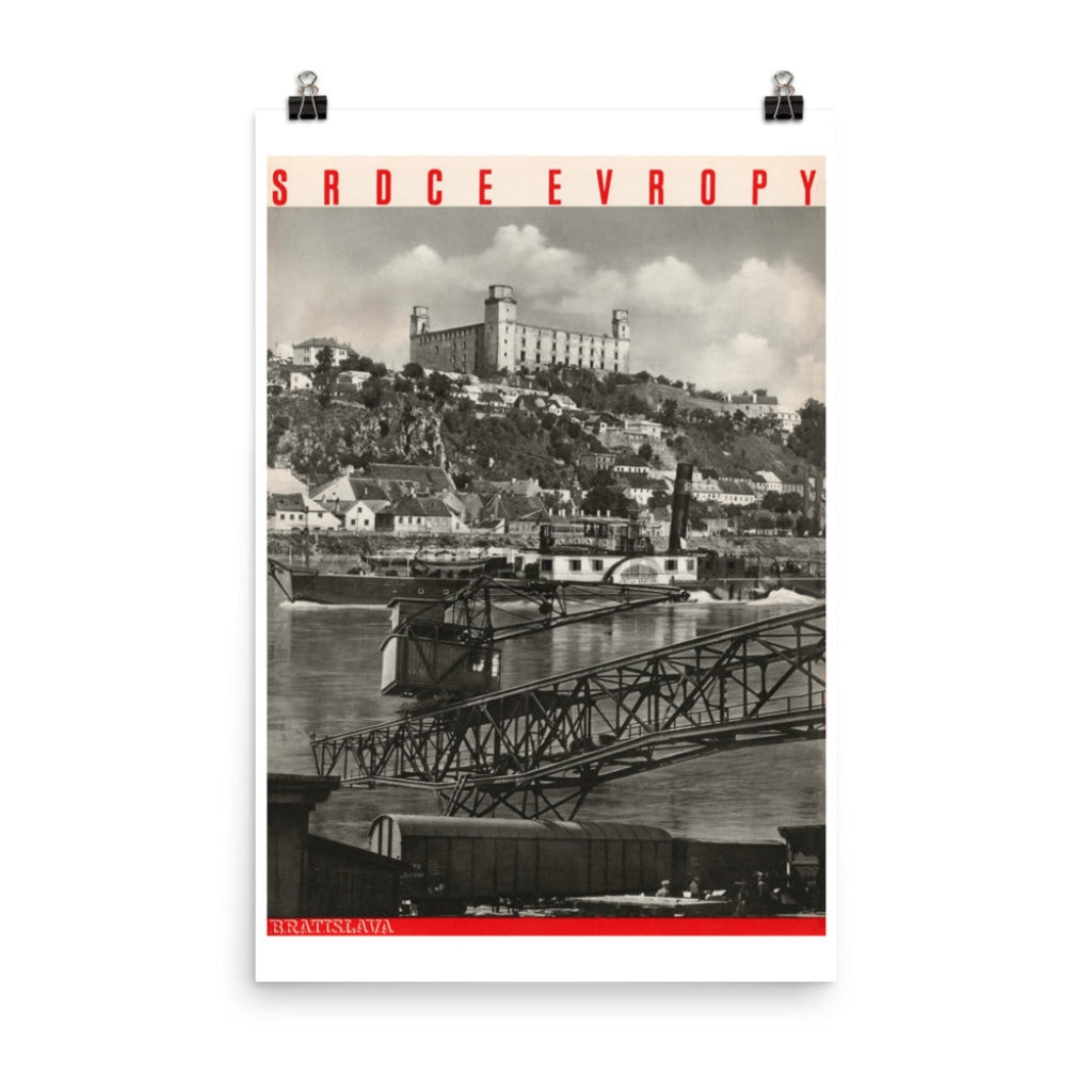 Czechoslovakia, the Heart of Europe, Visit Bratislava (Pozsony/Pressburg), 1934. Unframed Vintage Travel Poster Vintage Travel Poster Design Reklama
