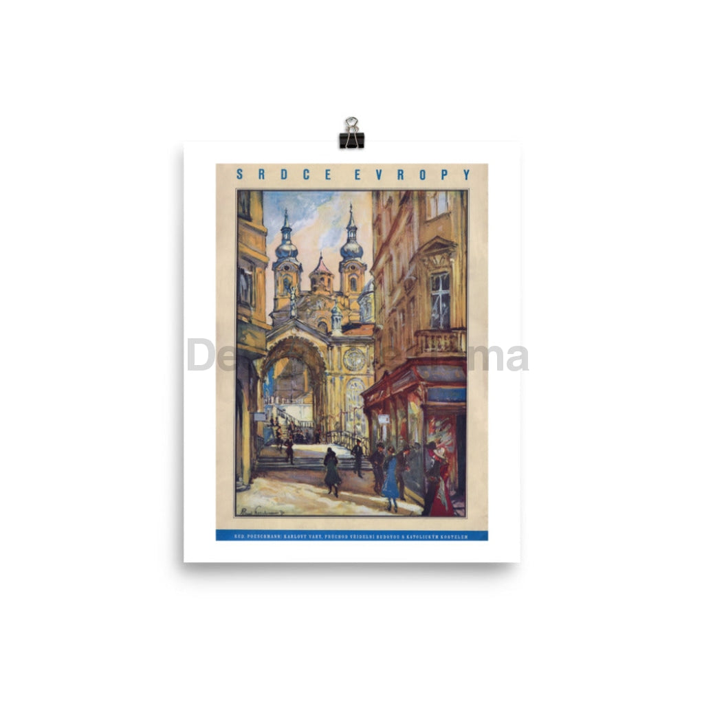 Czechoslovakia, the Heart of Europe, Visit Karlsbad (Karlovy Vary), 1934. Unframed Vintage Travel Poster Vintage Travel Poster Design Reklama