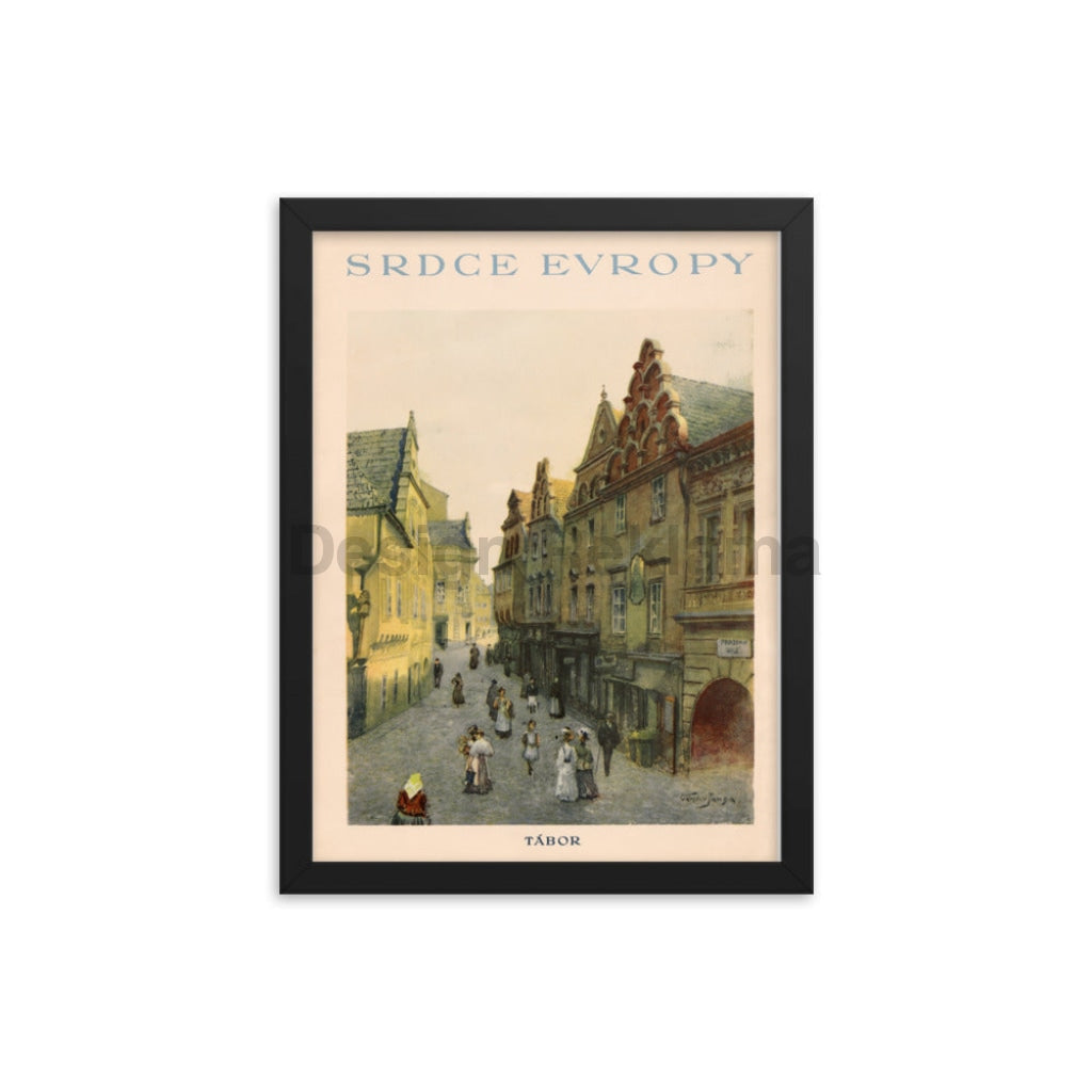 Czechoslovakia, the Heart of Europe, Visit Tabor, 1934. Framed Vintage Travel Poster Vintage Travel Poster Design Reklama