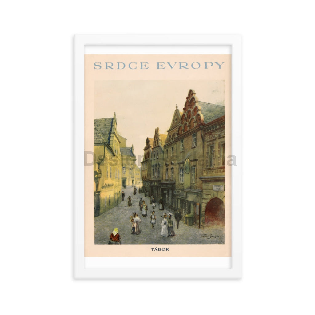 Czechoslovakia, the Heart of Europe, Visit Tabor, 1934. Framed Vintage Travel Poster Vintage Travel Poster Design Reklama