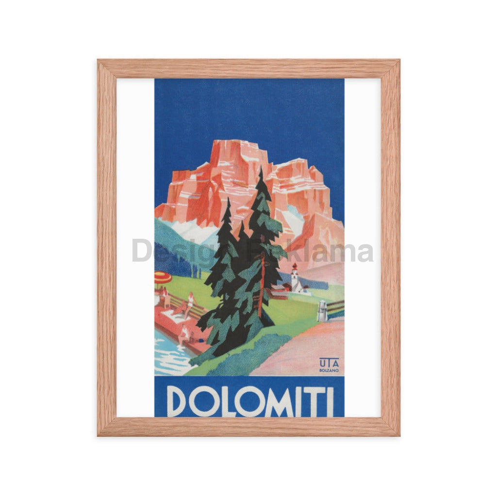 Dolomite Mountains, Italy Version 2 circa 1934. Framed Vintage Travel Poster Vintage Travel Poster Design Reklama