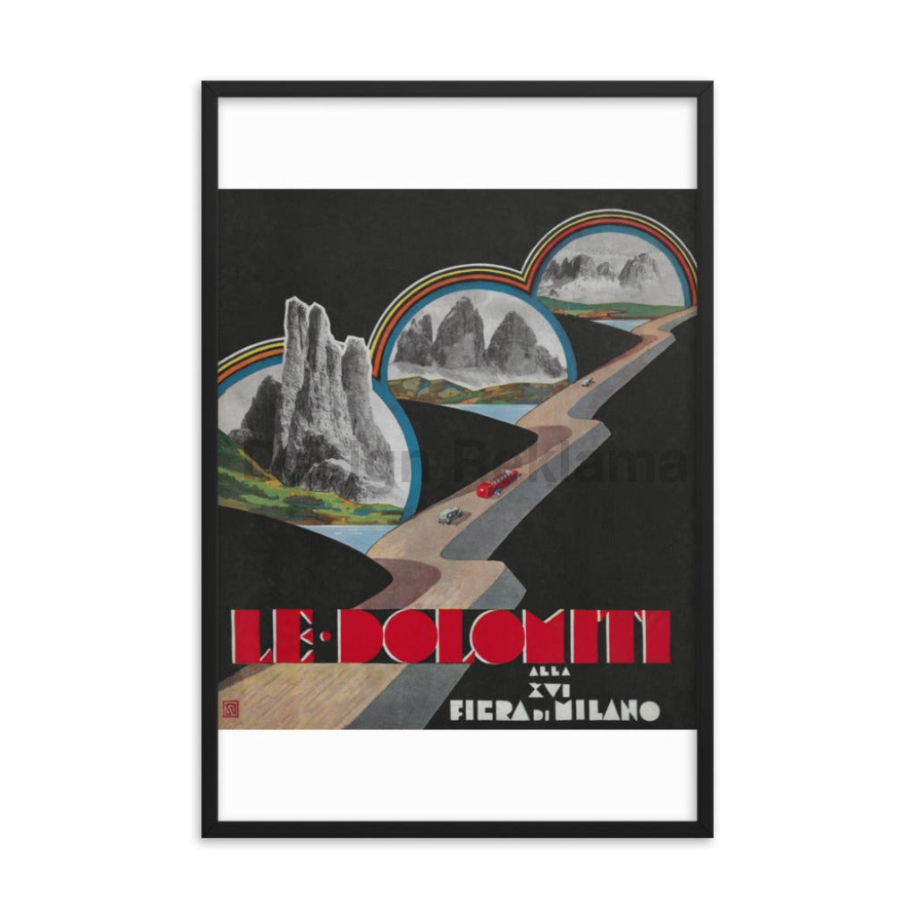 Dolomites, Italy Exhibition at The XVI Milan Fair Vintage Travel Poster, 1938. Framed Vintage Travel Poster Vintage Travel Poster Design Reklama