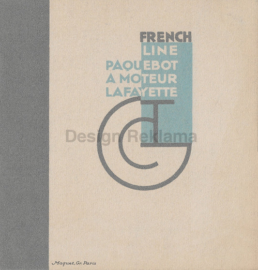 French Line Packetboat And Motorboat Lafayette, 1935. V2 Of the Compagnie Generale Transatlantique. Unframed Vintage Travel Poster Vintage Travel Poster Design Reklama