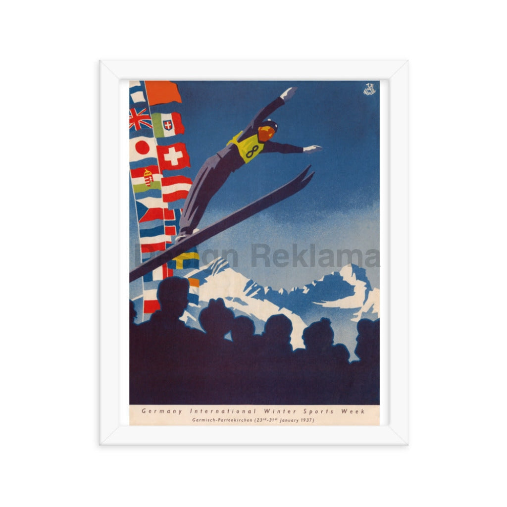 Garmisch Partenkirchen, Germany. Winter Sports, 1937. Framed Vintage Travel Poster Vintage Travel Poster Design Reklama