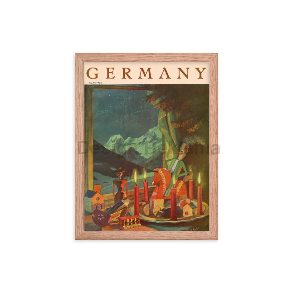 Germany, Christmas, 1934. Framed Vintage Travel Poster Vintage Travel Poster Design Reklama