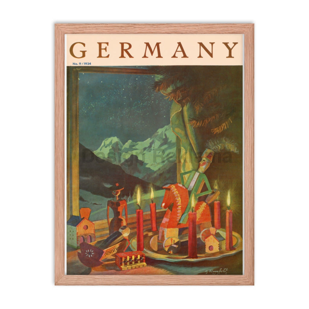 Germany, Christmas, 1934. Framed Vintage Travel Poster Vintage Travel Poster Design Reklama