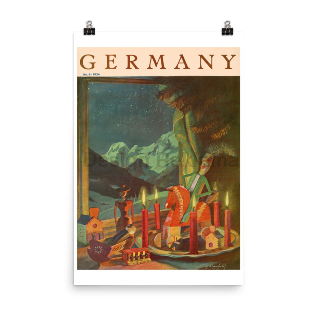 Germany, Christmas, 1934. Unframed Vintage Travel Poster Vintage Travel Poster Design Reklama