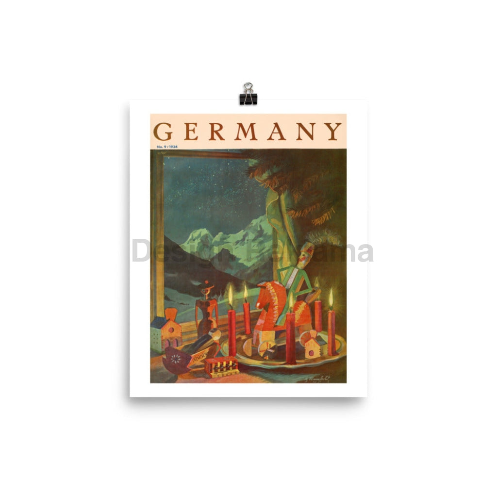 Germany, Christmas, 1934. Unframed Vintage Travel Poster Vintage Travel Poster Design Reklama