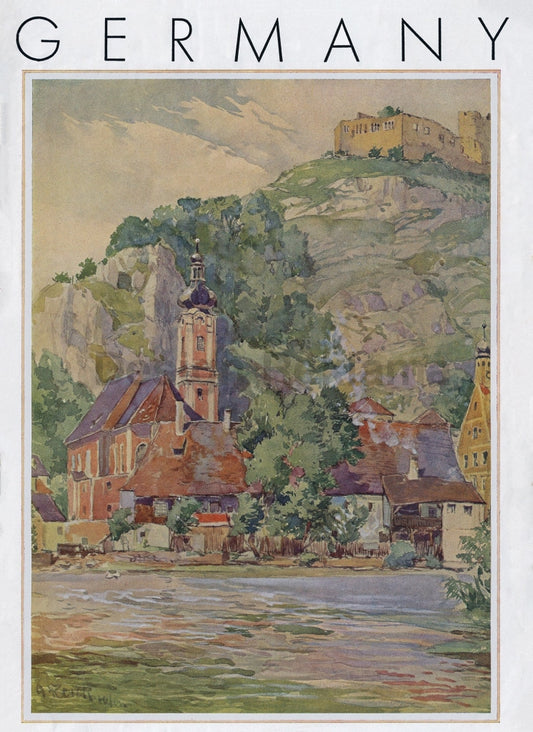 Germany, Rhine River, 1938. Unframed Vintage Travel Poster Vintage Travel Poster Design Reklama