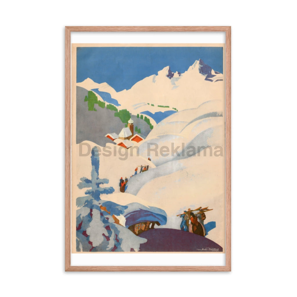 Germany, Winter Scene, 1934. Framed Vintage Travel Poster Vintage Travel Poster Design Reklama