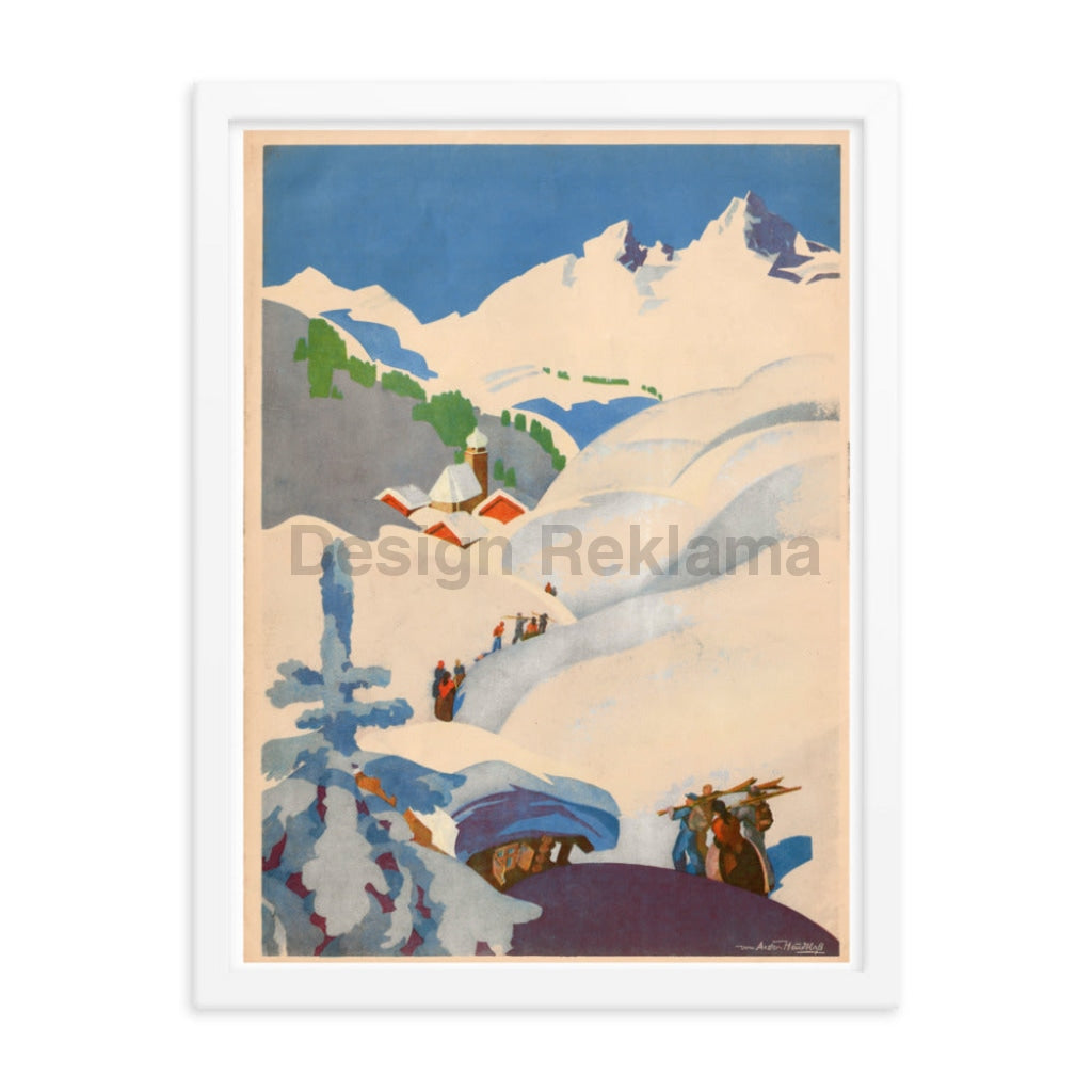 Germany, Winter Scene, 1934. Framed Vintage Travel Poster Vintage Travel Poster Design Reklama