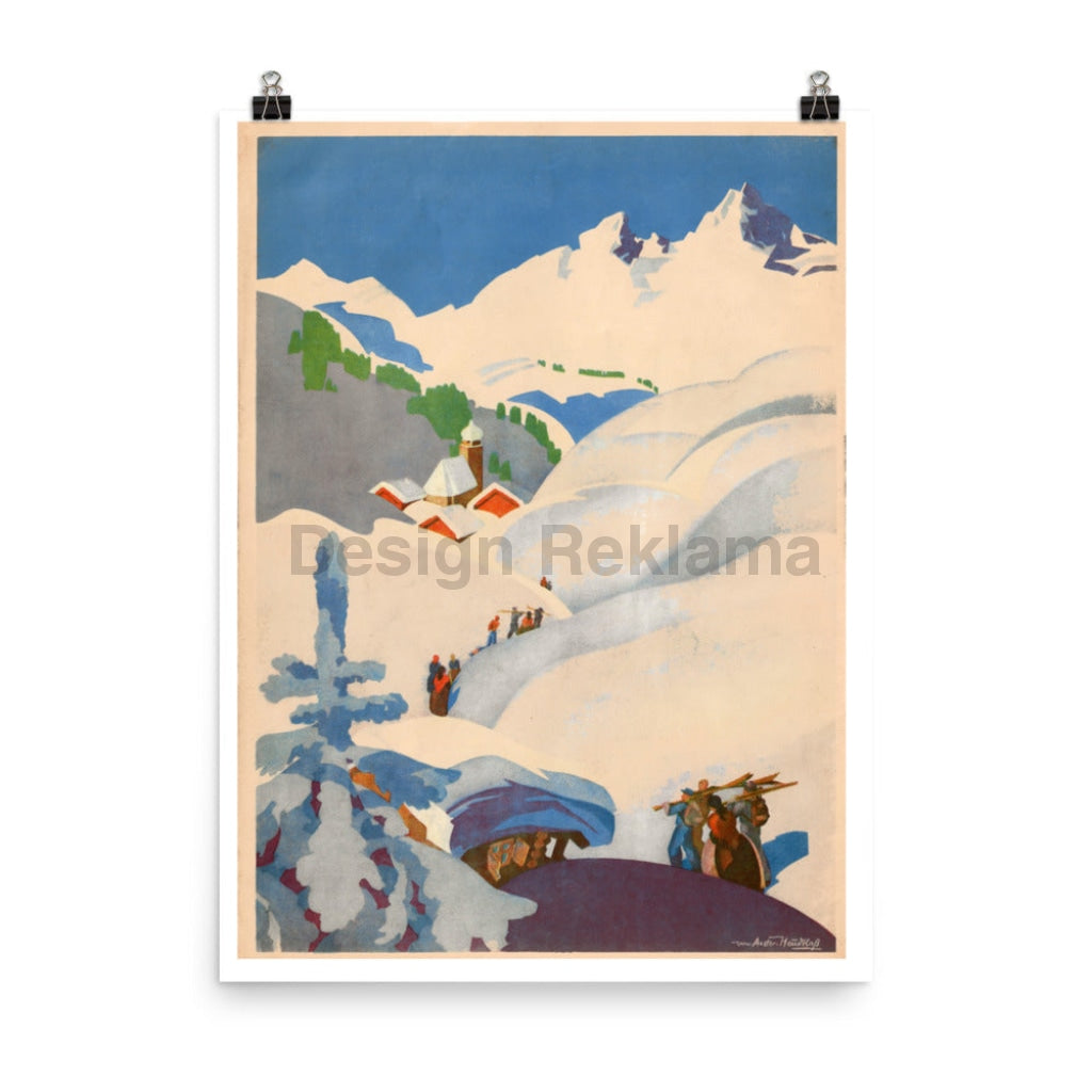 Germany, Winter Scene, 1934. Unframed Vintage Travel Poster Vintage Travel Poster Design Reklama