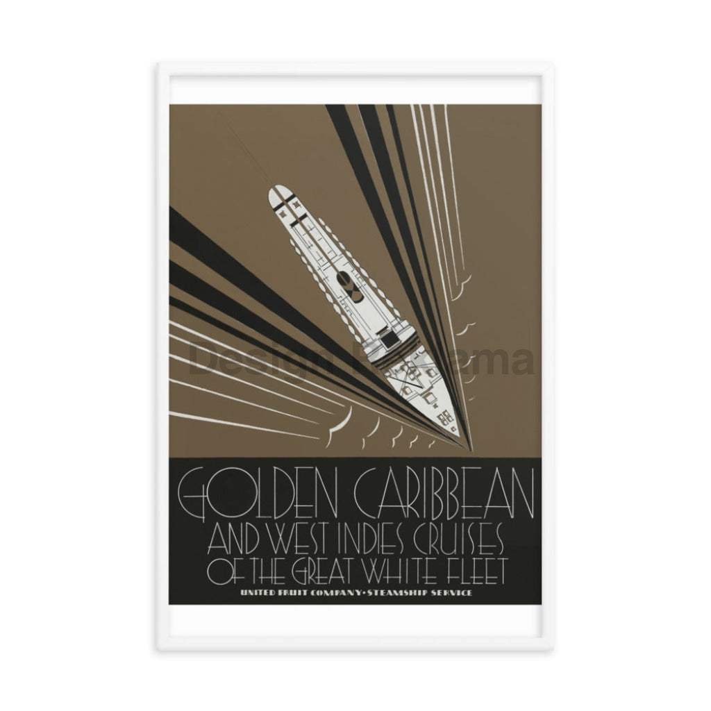 Golden Caribbean Cruises United Fruit Company, 1937. Framed Vintage Travel Poster Vintage Travel Poster Design Reklama
