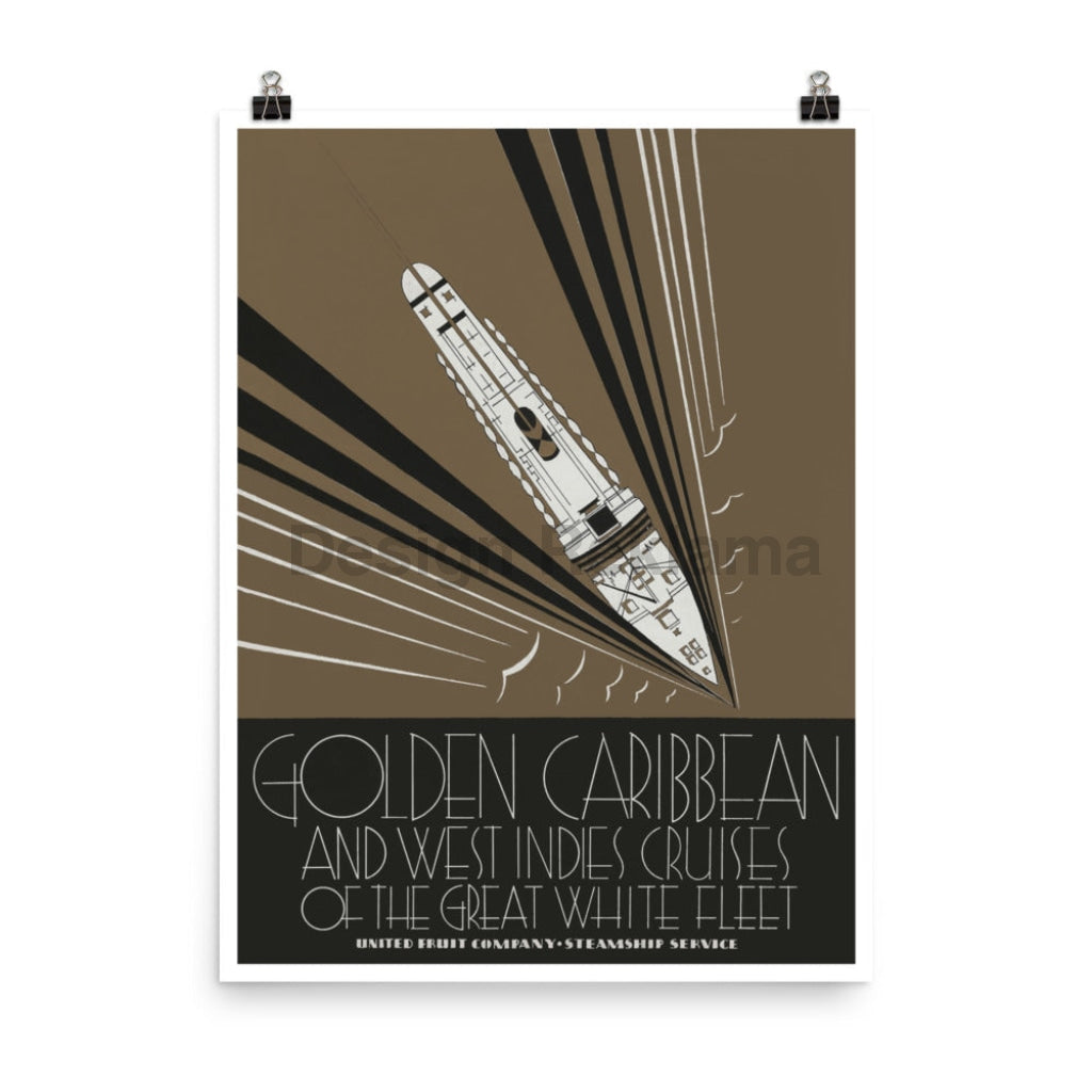 Golden Caribbean Cruises United Fruit Company, 1937. Unframed Vintage Travel Poster Vintage Travel Poster Design Reklama