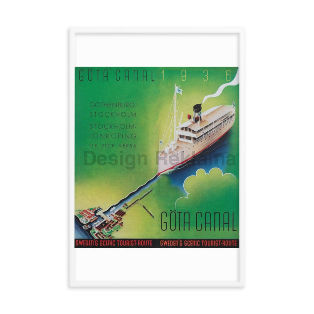 Gota Canal Sweden's Scenic Line, 1936. Framed Vintage Travel Poster Vintage Travel Poster Design Reklama