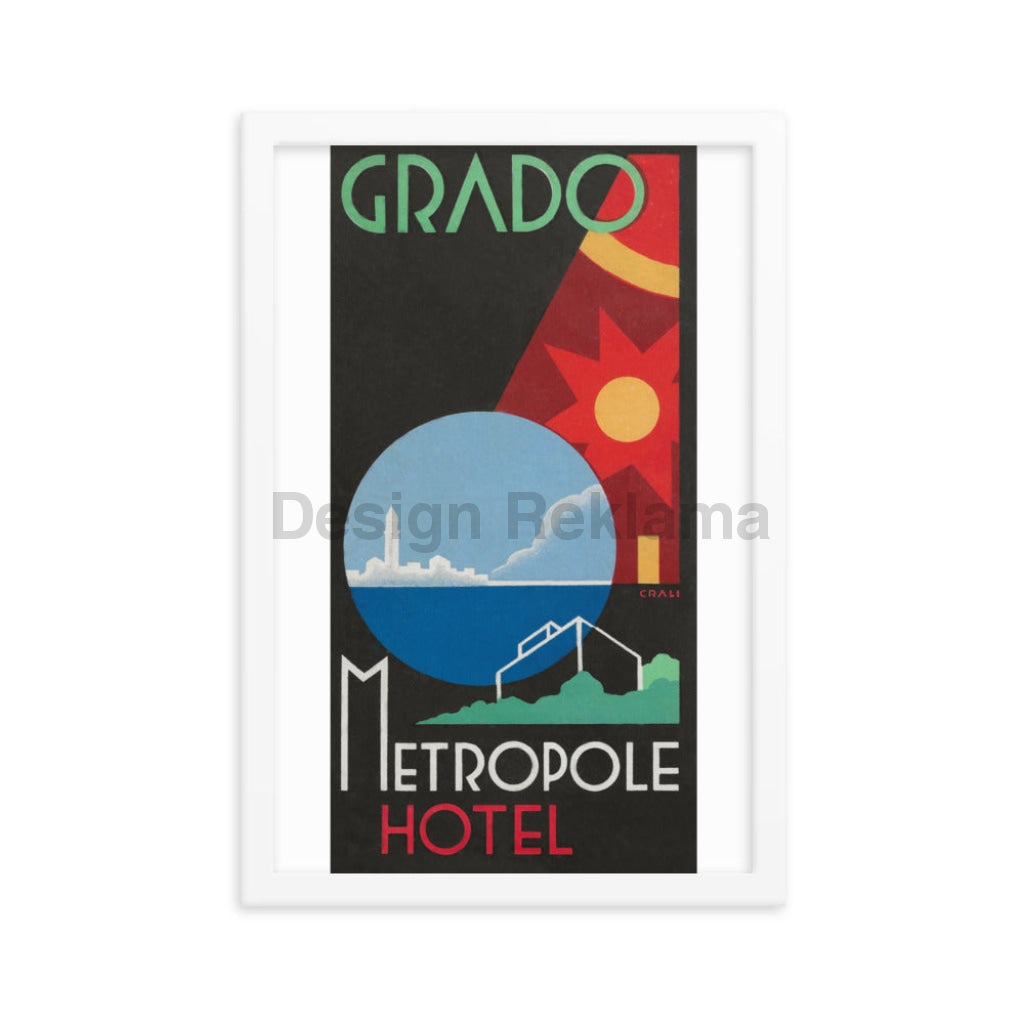 Grado - Metropole Hotel Poster, 1938. Designed by Enrico Crali. Framed Vintage Travel Poster Vintage Travel Poster Design Reklama
