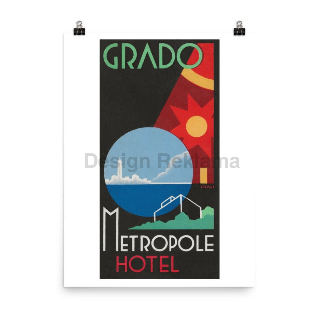 Grado - Metropole Hotel Poster, 1938. Designed by Enrico Crali. Unframed Vintage Travel Poster Vintage Travel Poster Design Reklama