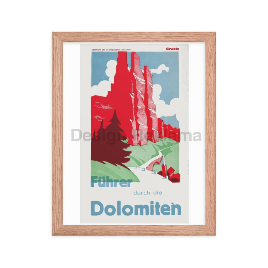 Guide to the Dolomites, Italy circa 1934. Framed Vintage Travel Poster Vintage Travel Poster Design Reklama