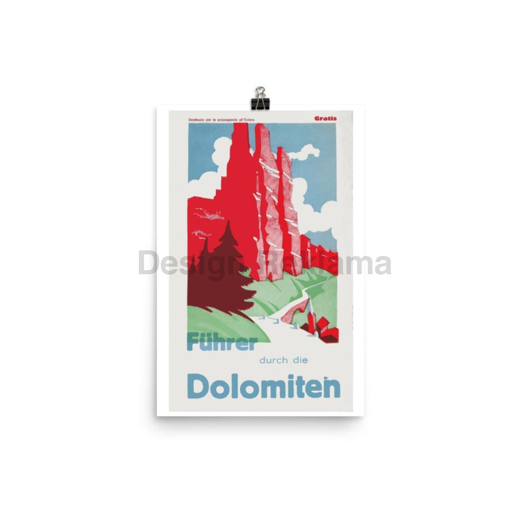 Guide to the Dolomites, Italy circa 1934. Unframed Vintage Travel Poster Vintage Travel Poster Design Reklama
