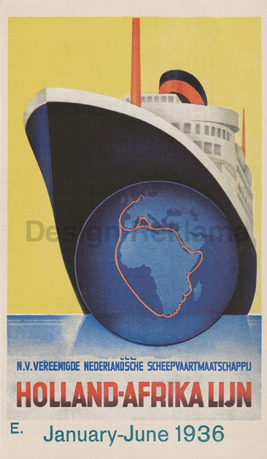 Holland American Line, 1936. Unframed Vintage Travel Poster Vintage Travel Poster Design Reklama